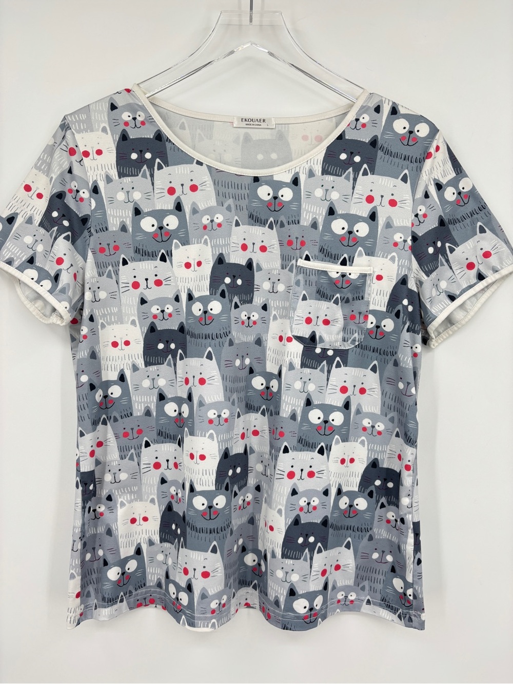 Ekouaer Cat Print Pajama Short Set - Picture 2 of 16